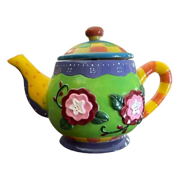 Vintage Milson & Louis Whimsical Hand Painted Multi Design Ceramic Teapot Timer - Picture 3 of 6
